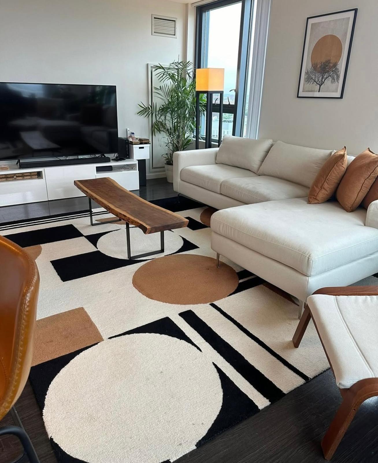Modern living room with city view