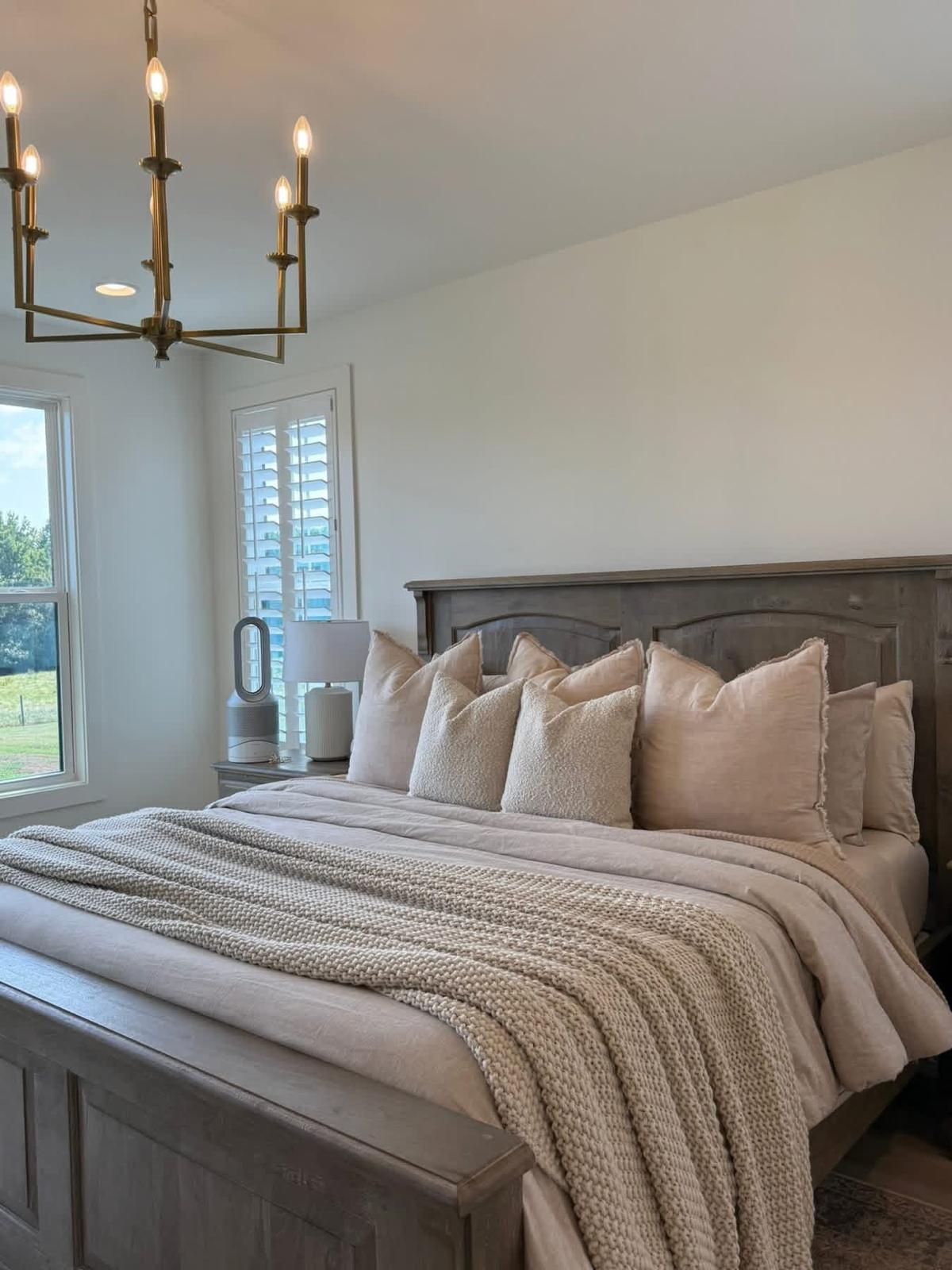 Freshly made master bedroom